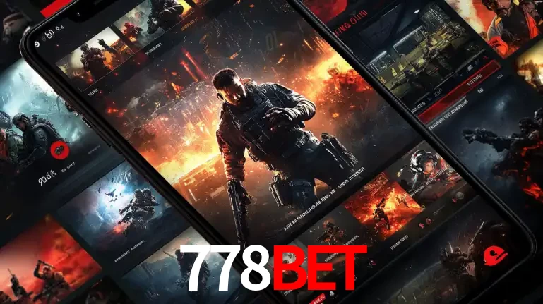 Tela de um celular exibindo uma galeria de jogos de tiro com temática militar, mostrando a variedade de e-sports disponíveis para apostas na plataforma de entretenimento 778bet.