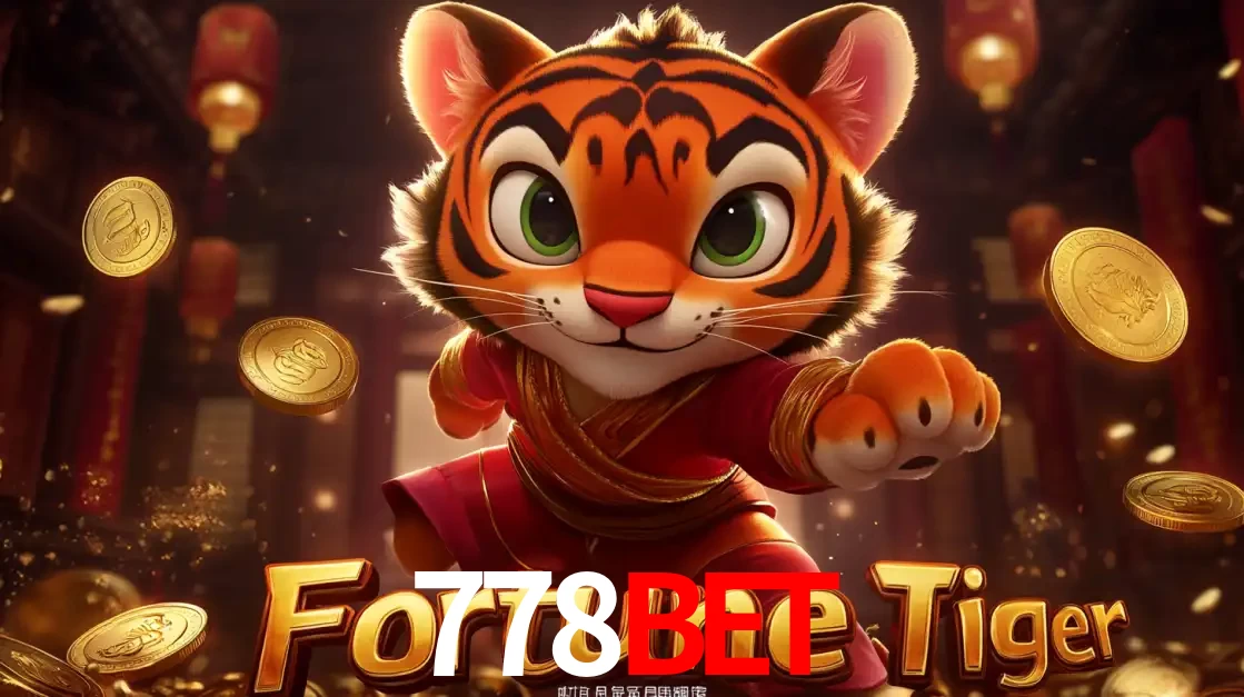 O carismático mascote do jogo de slot Fortune Tiger, um tigre fofo em pose de artes marciais, pronto para trazer sorte e multiplicadores de ganhos no cassino online 778bet.